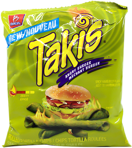 Takis Angry Burger Flavored Chips Package