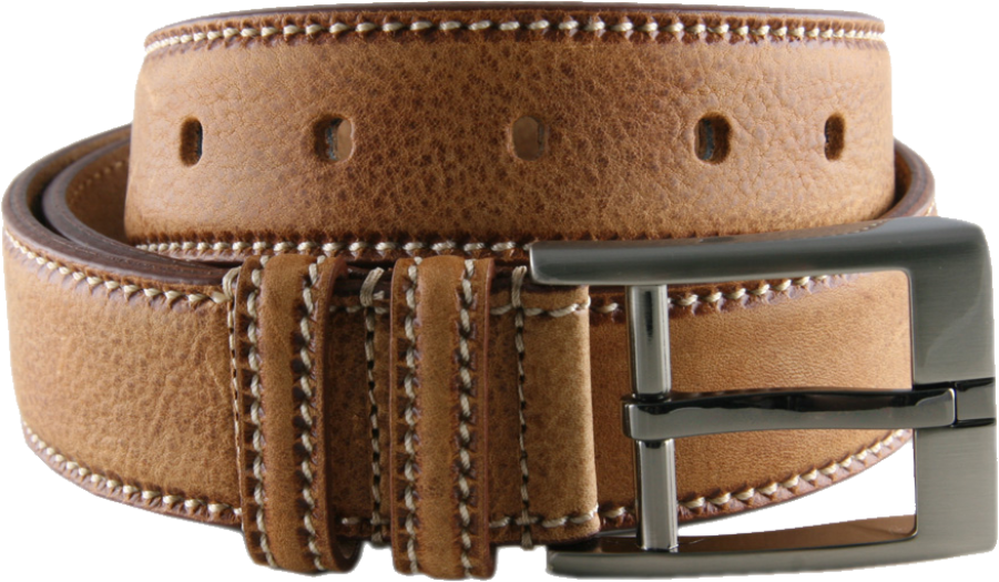 Tan Leather Beltwith Silver Buckle.png