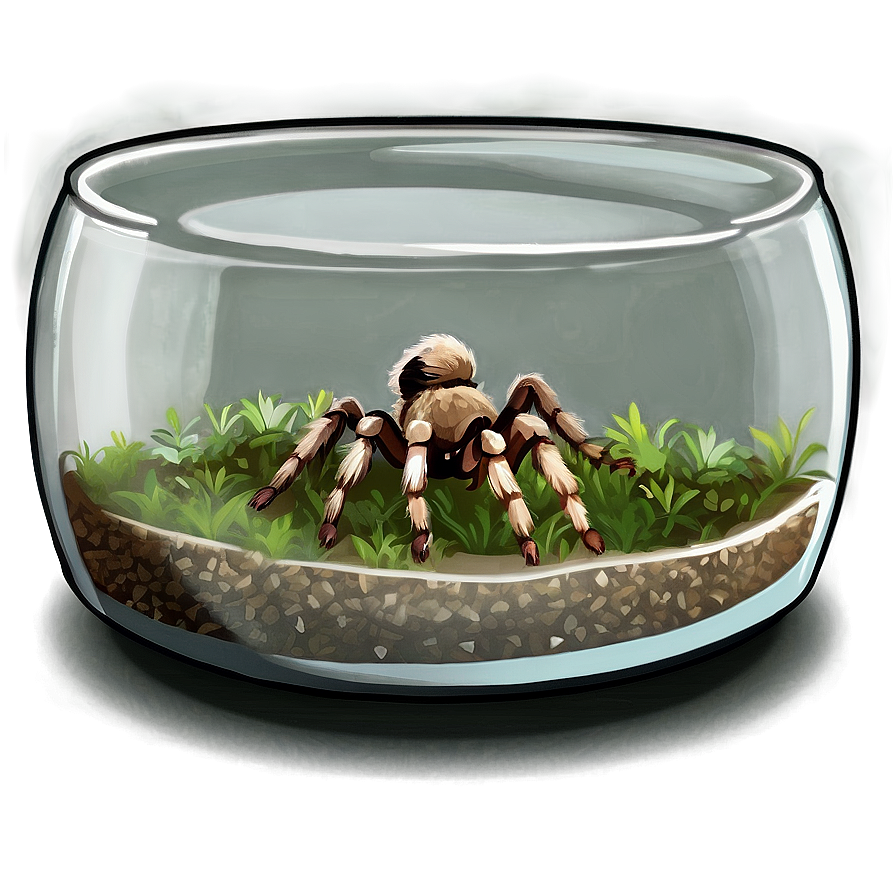 Tarantula In Glass Terrarium Png Oqq