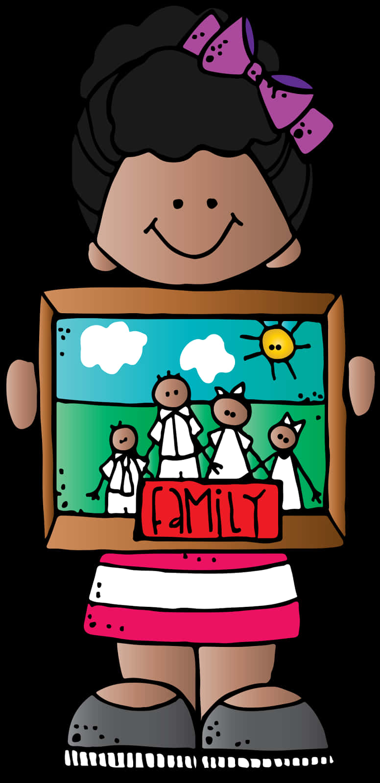Teacher Holding Family Drawing Clipart