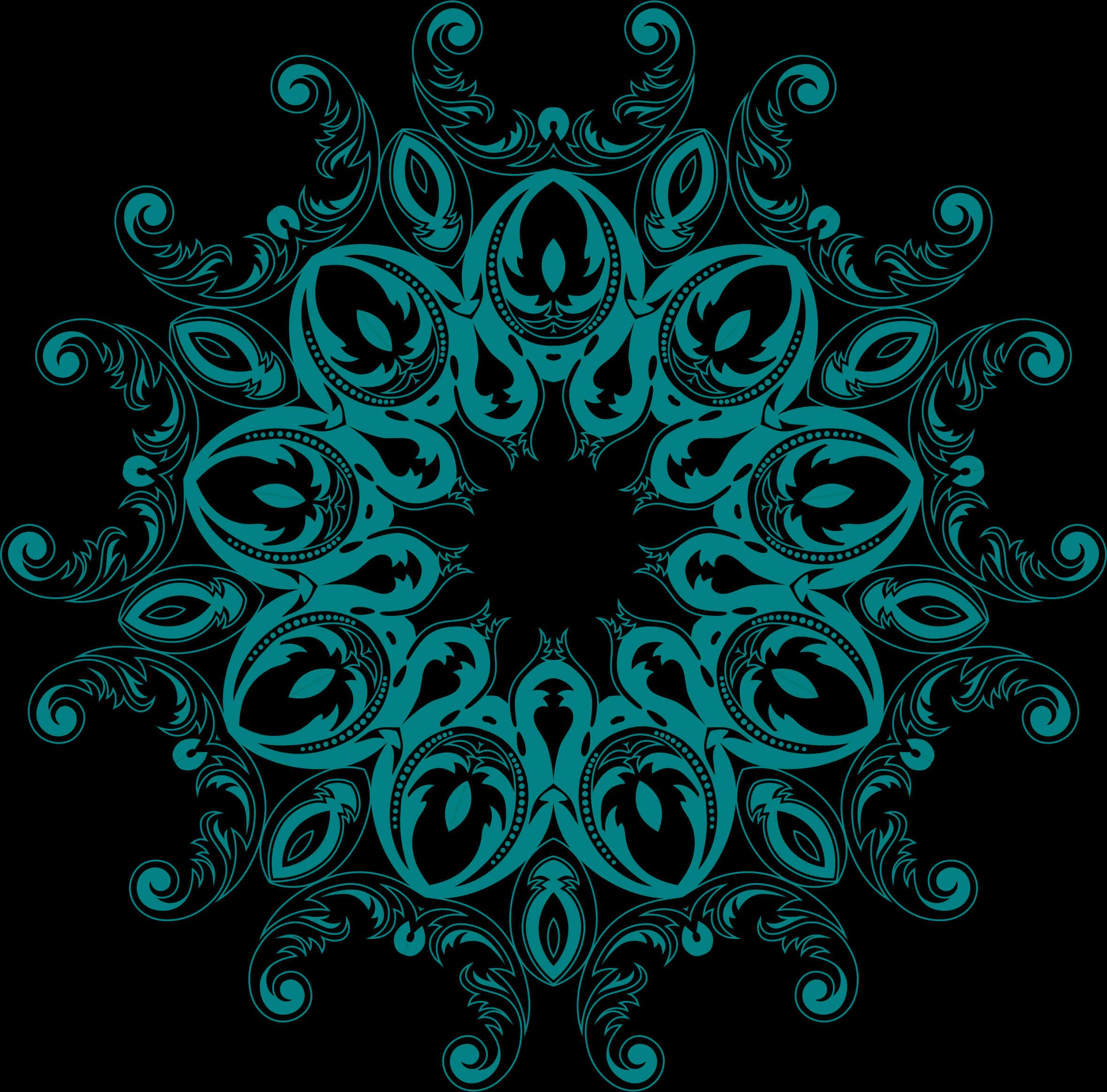 Teal_ Floral_ Mandala_ Pattern