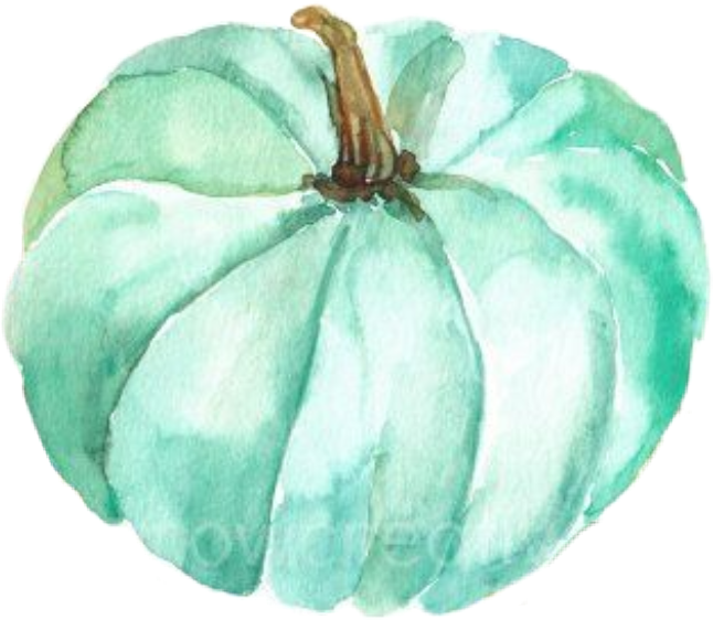 Teal Pumpkin Watercolor Artwork