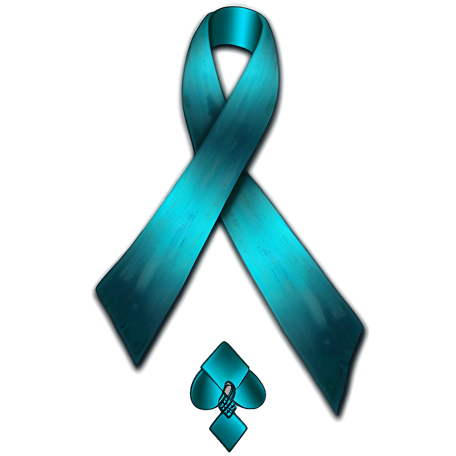 Teal Ribbon For Ovarian Cancer Support Png Ijb