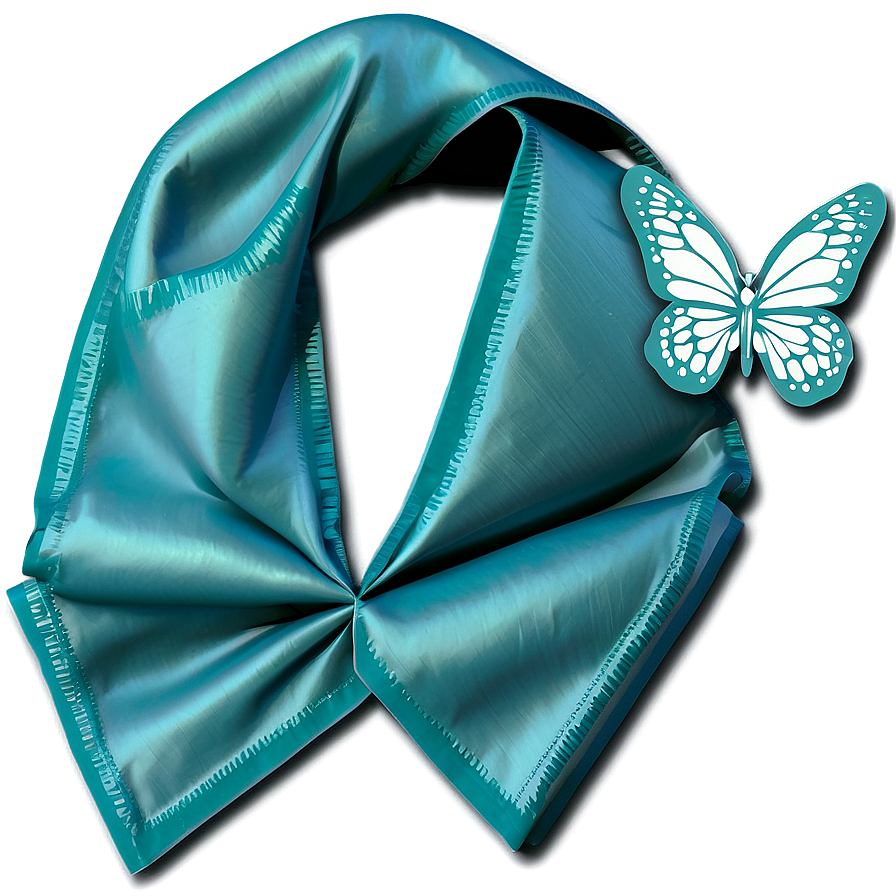 Teal Ribbon With Butterfly Detail Png Egm98