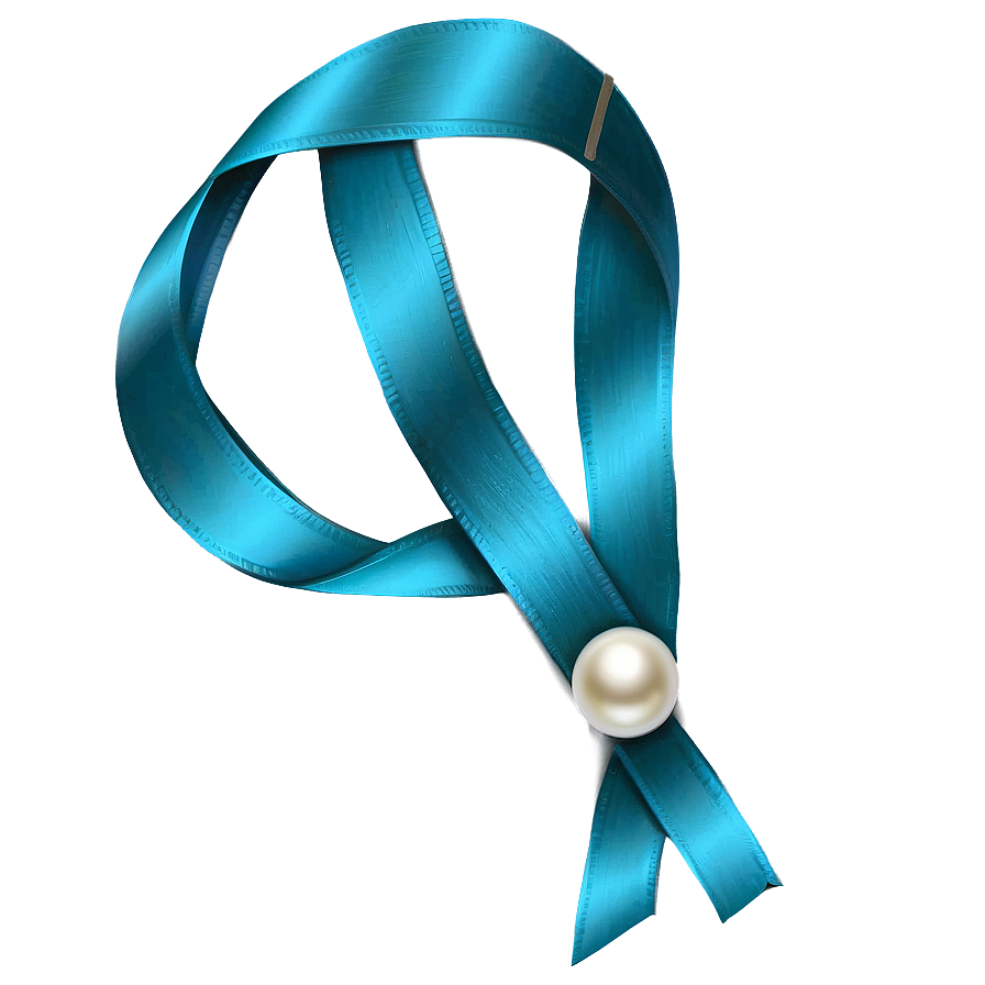 Teal Ribbon With Pearl Accents Png Vig