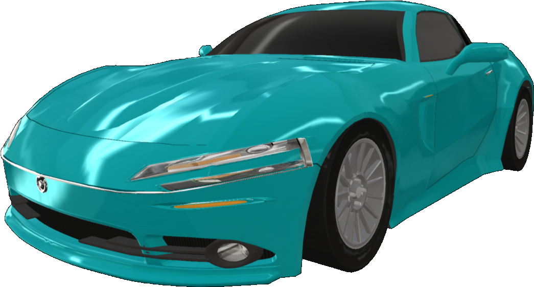 Teal Sports Car3 D Model