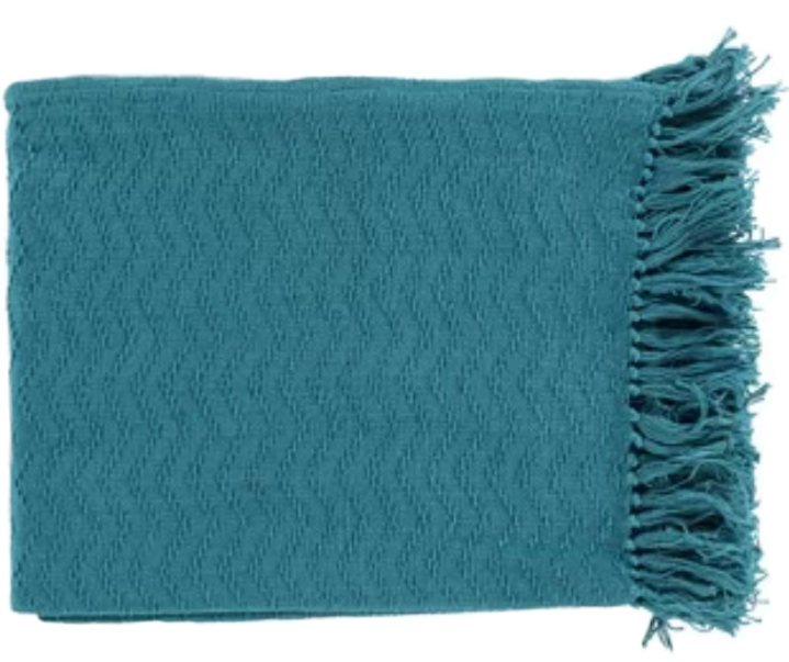 Teal Throw Blanket With Fringe