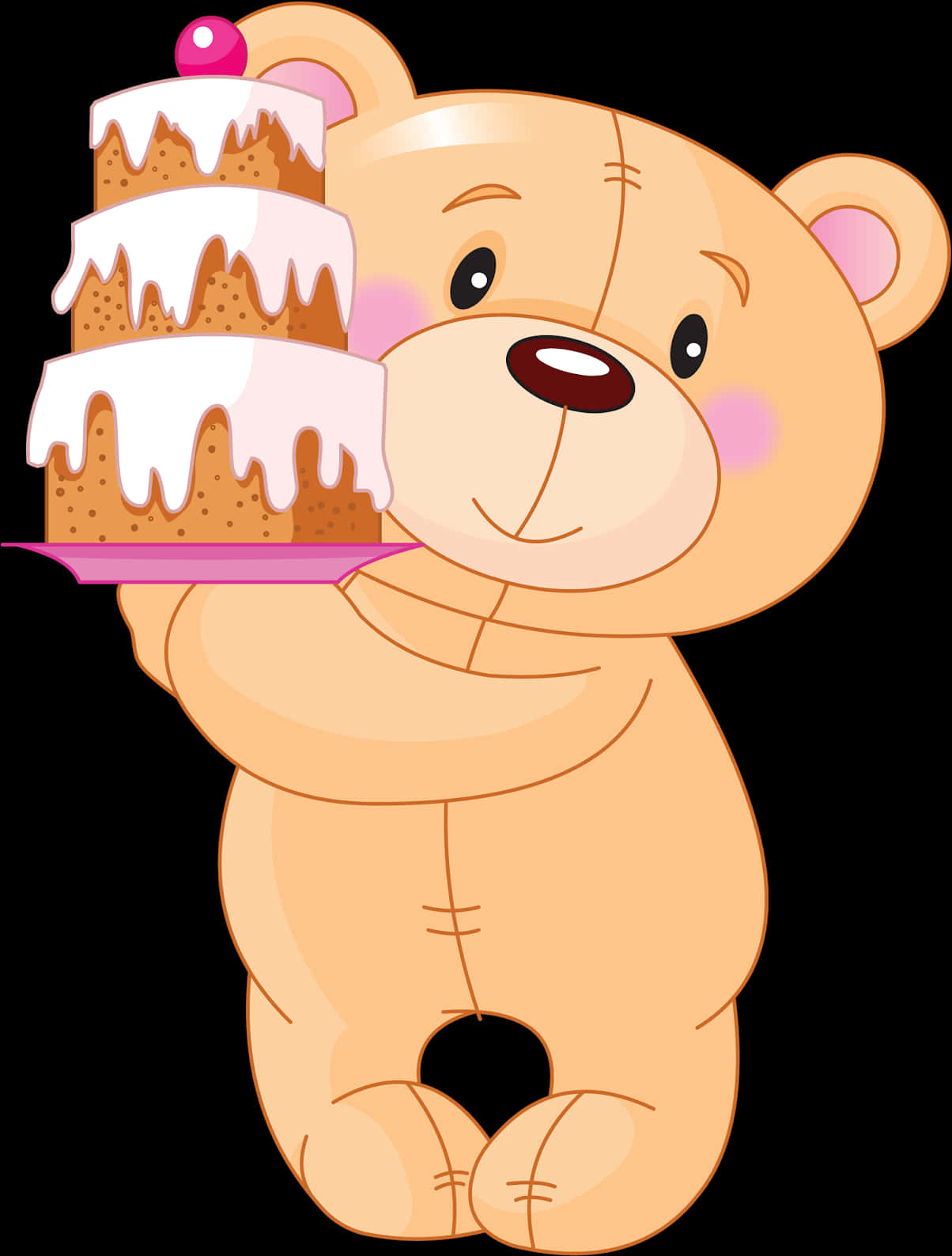 Teddy Bear Holding Birthday Cake