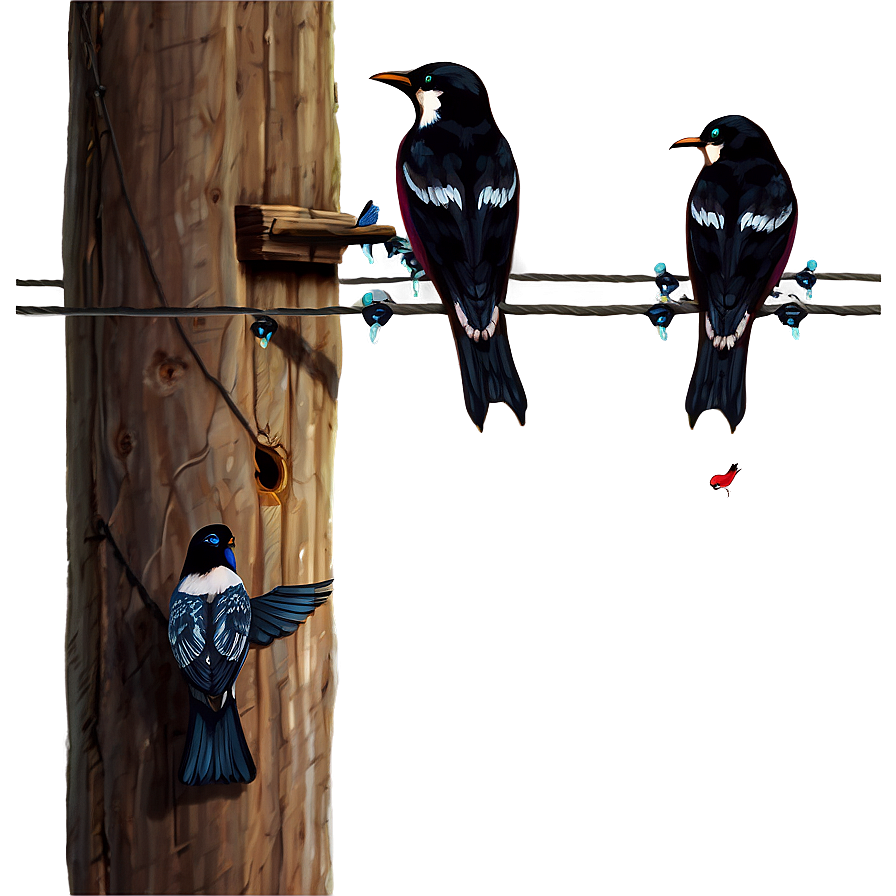 Telephone Pole With Birds Png 06132024