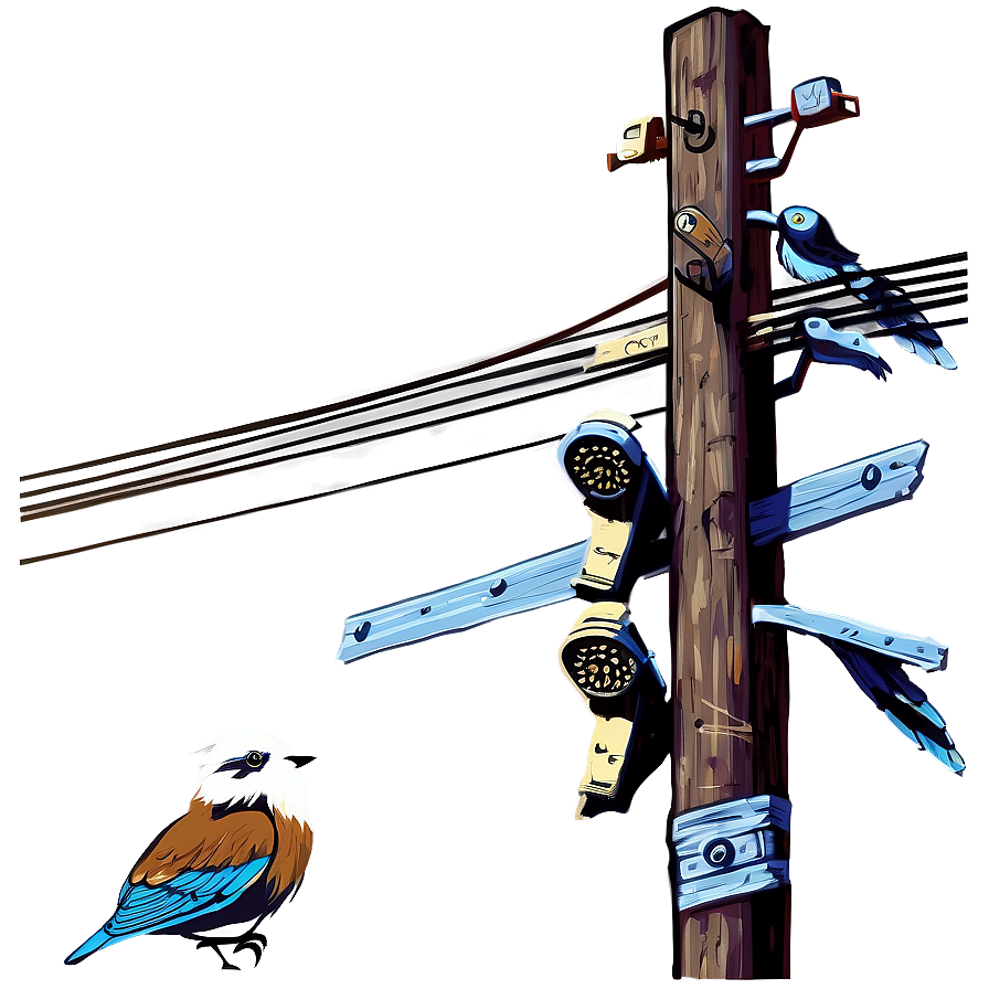 Telephone Pole With Birds Png 33