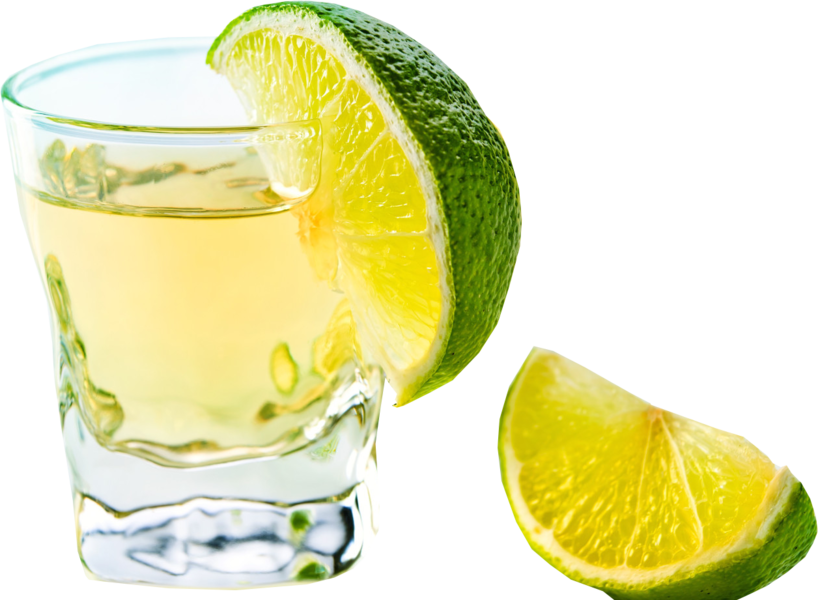 Tequila Shot With Lime Wedge