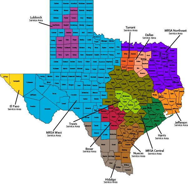 Texas Counties Map Color Coded