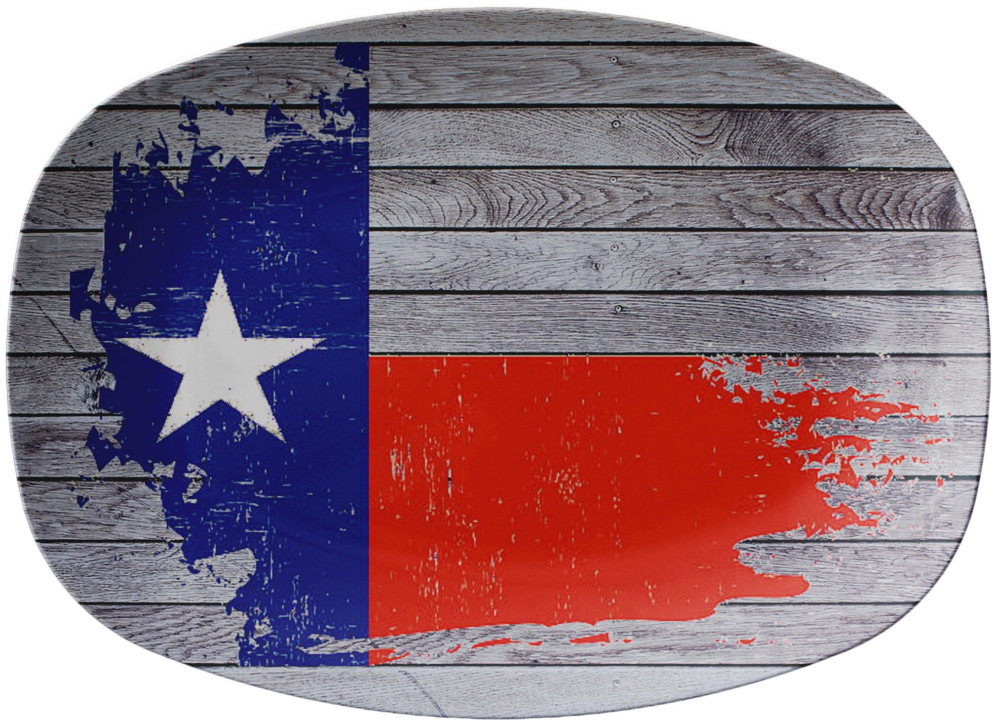 Texas Flag Wooden Texture Round