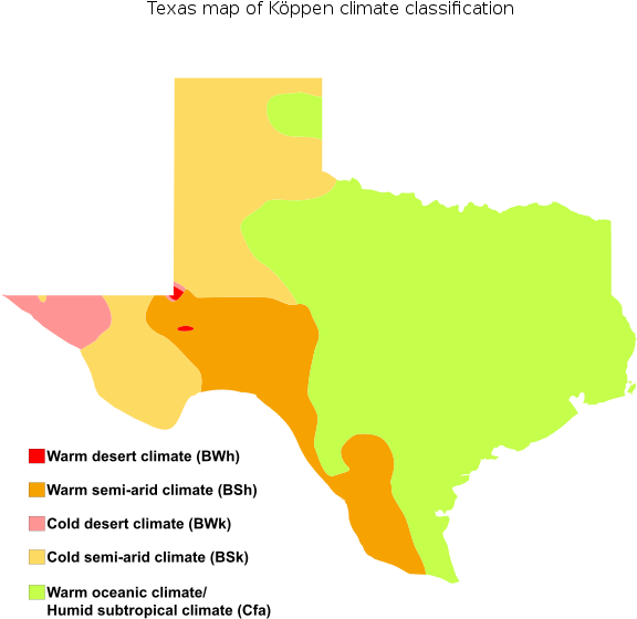 Texas Koppen Climate Classification Map