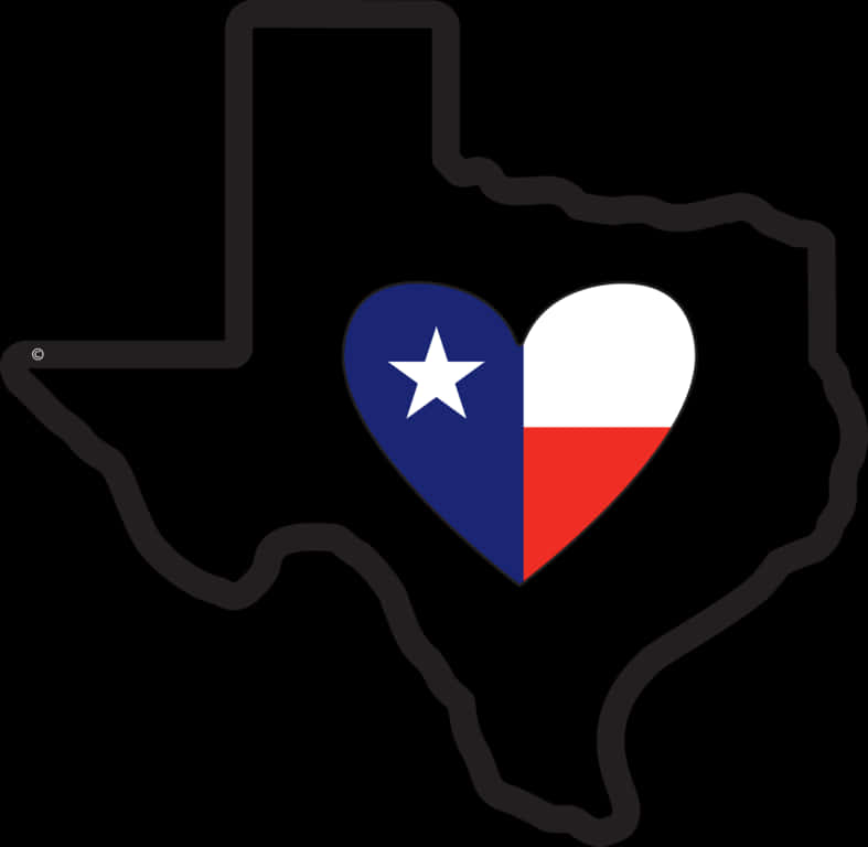 Texas Love Heart Outline