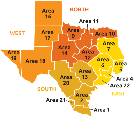 Texas Regional Division Map