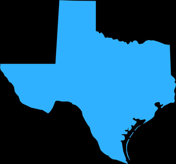 Texas State Silhouette Blue Background