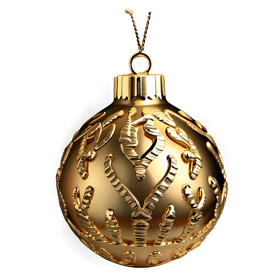 Textured Gold Christmas Ornament Png 06262024