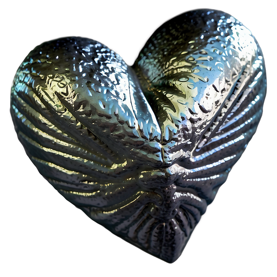 Textured Silver Heart Png 97