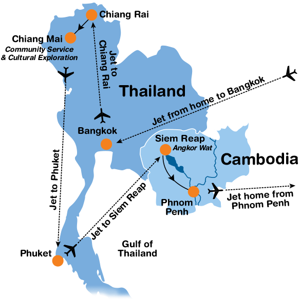 Thailand Cambodia Travel Map