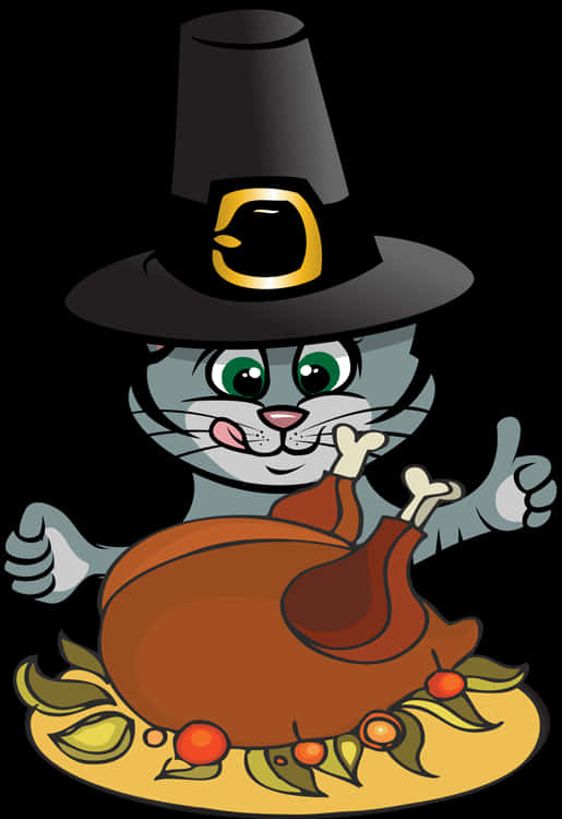 Thanksgiving Catwith Turkeyand Pilgrim Hat