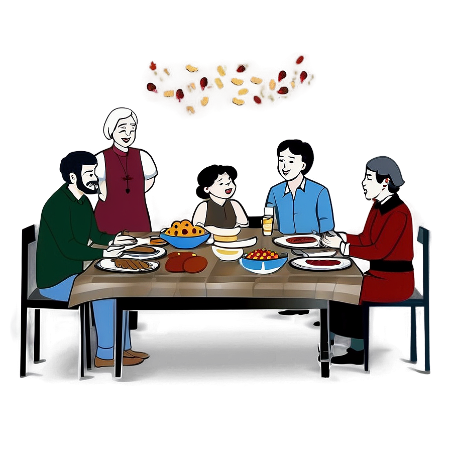 Thanksgiving Family Gathering Png Qjc
