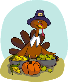 Thanksgiving Turkey Cartoon Illustration