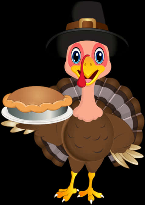 Thanksgiving Turkey Cartoonwith Pie