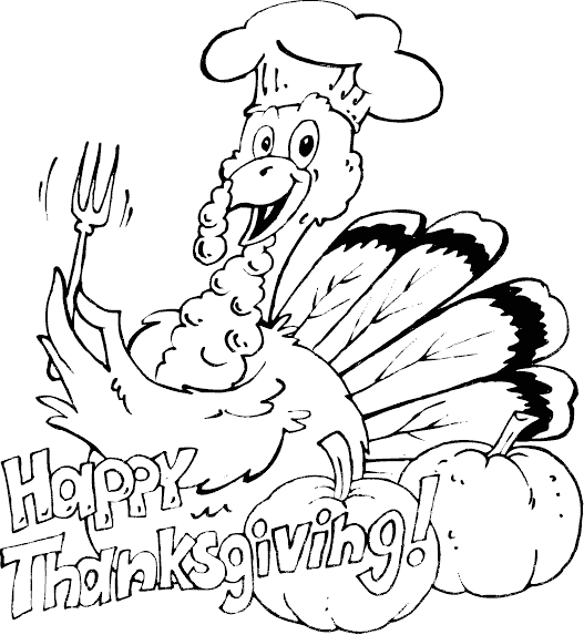 Thanksgiving Turkey Chef Coloring Page