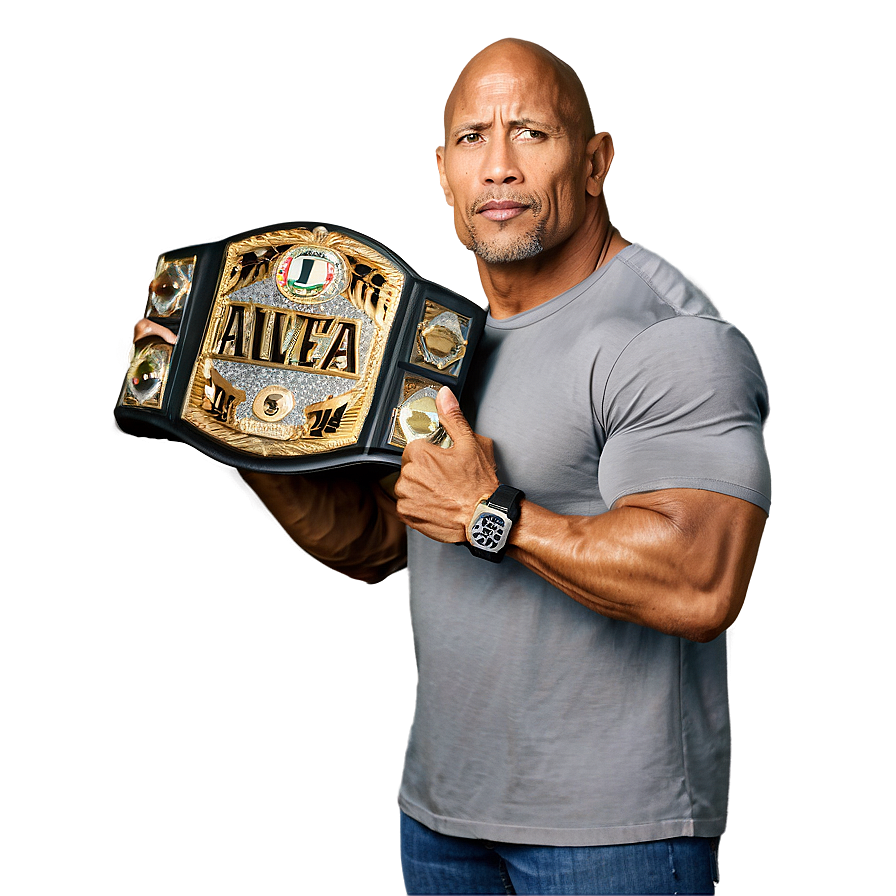 The Rock Holding Championship Png 05232024