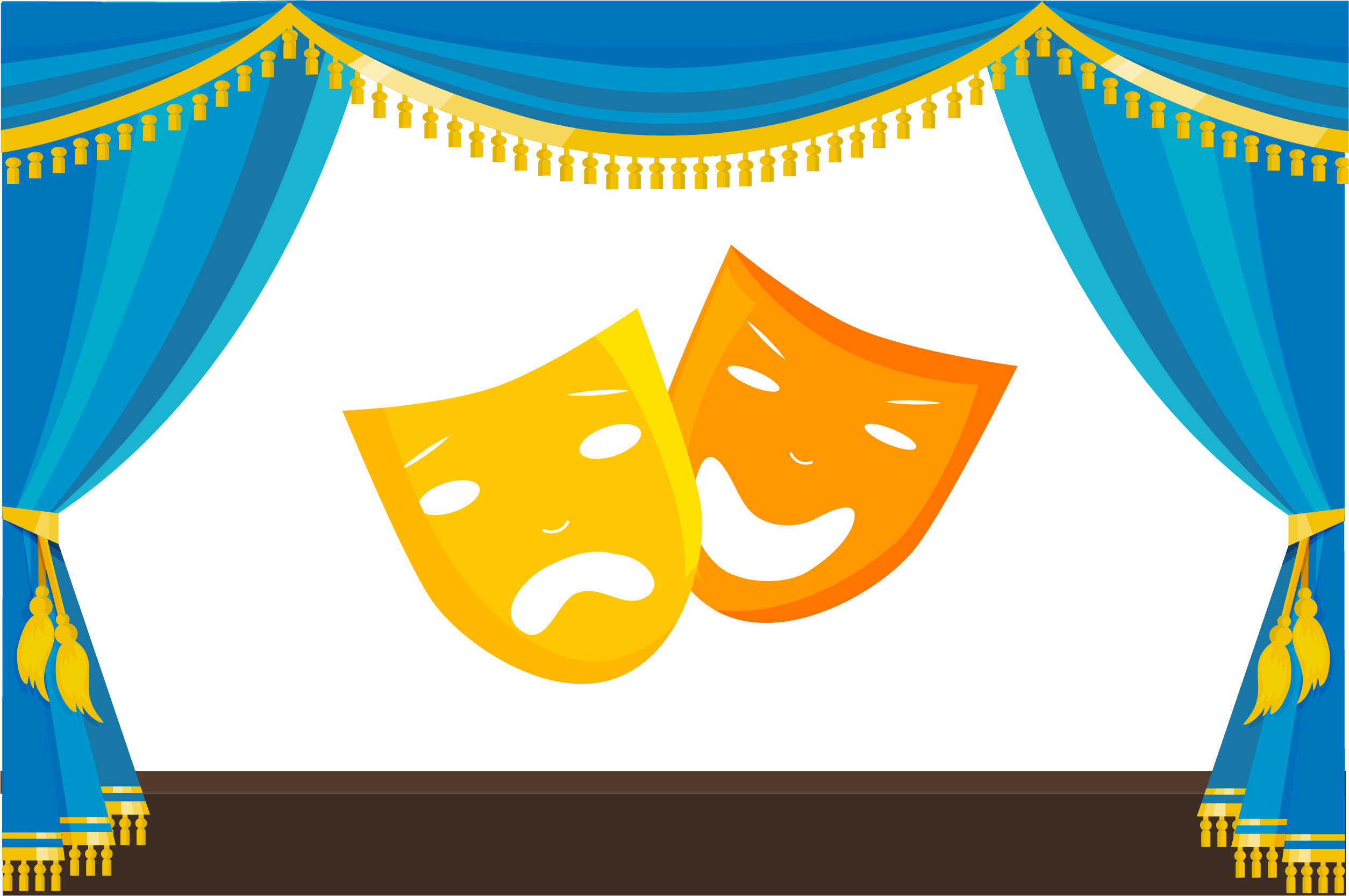 Theater Masks Curtain Stage