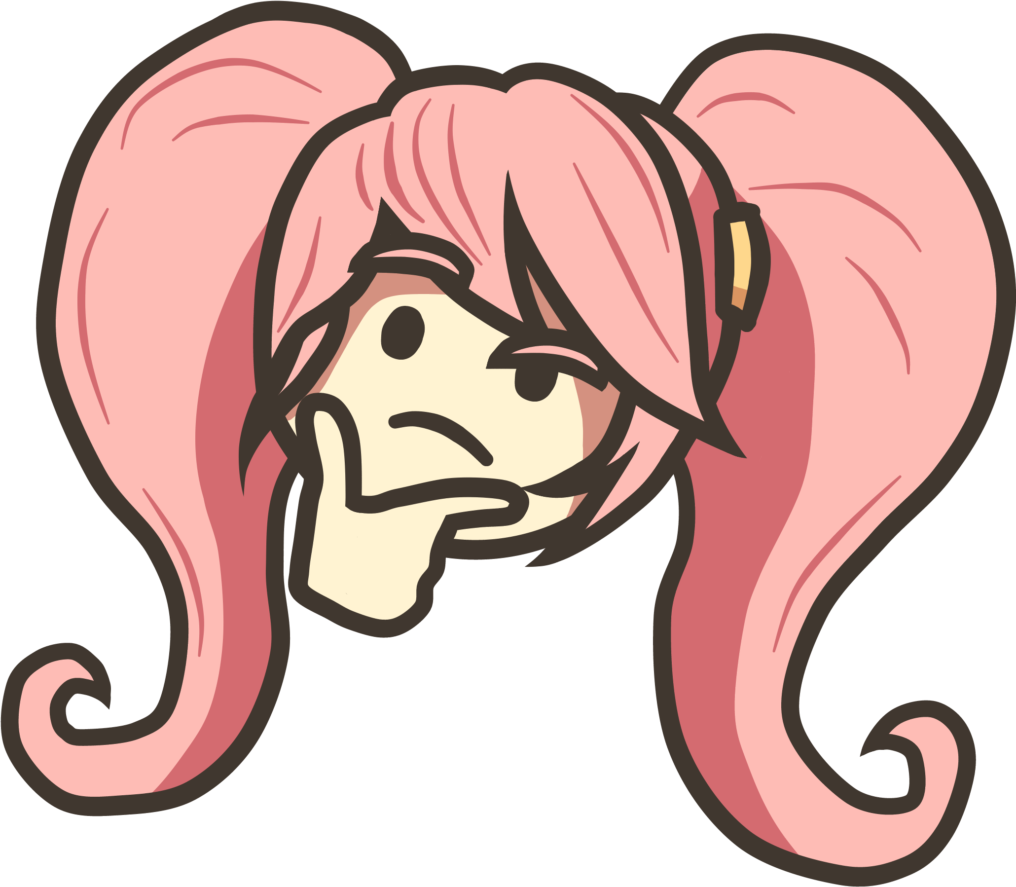 Thinking Pink Anime Style Emote