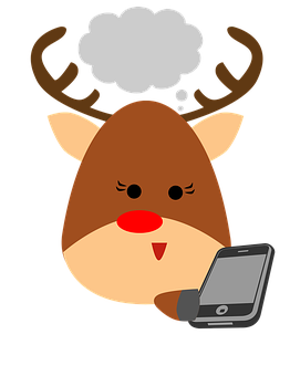 Thinking Reindeerwith Smartphone