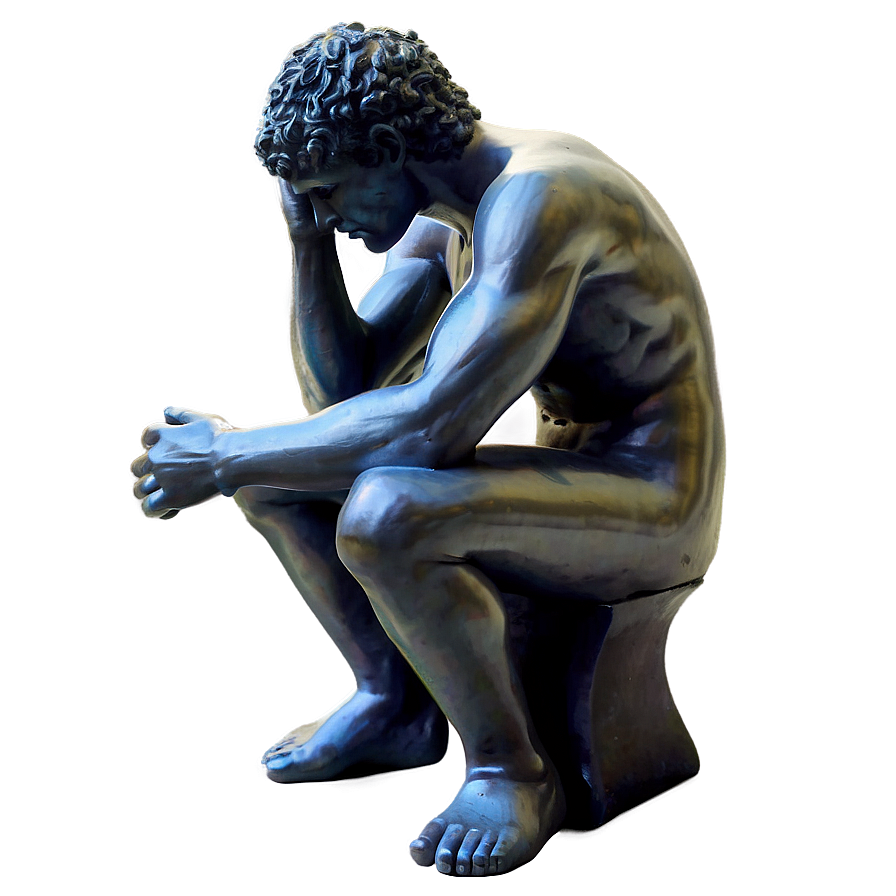 Thought-provoking Man Statue Png 30