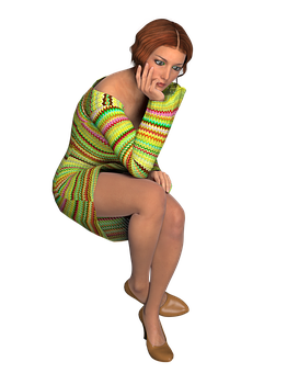 Thoughtful3 D Rendered Woman Sitting