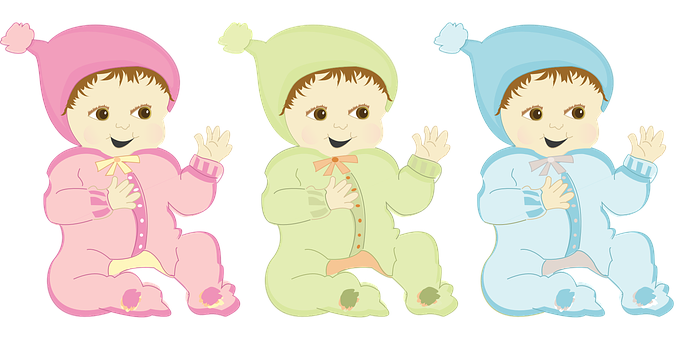 Three Cartoon Babiesin Colorful Outfits