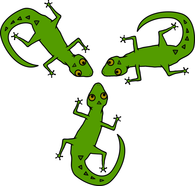 Three Cartoon Lizards Illustration