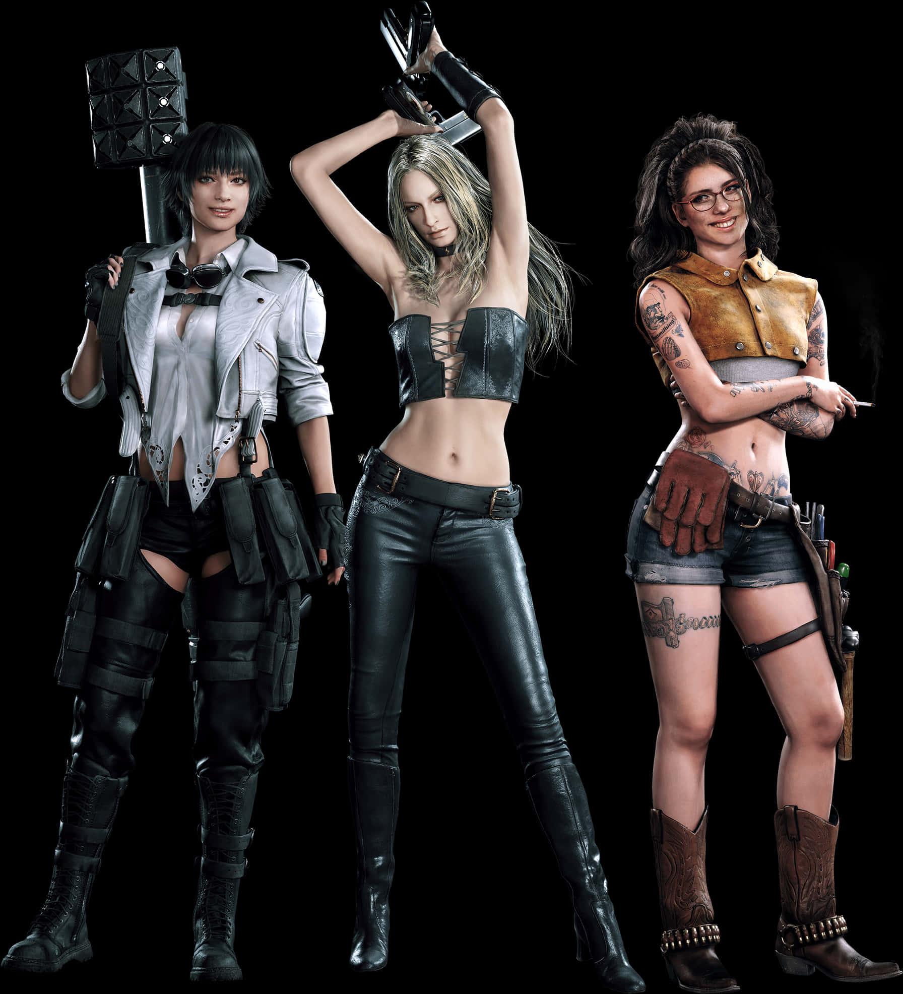 Three Female Characters Apocalyptic Style