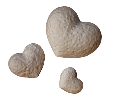 Three Heart Stoneson Black Background