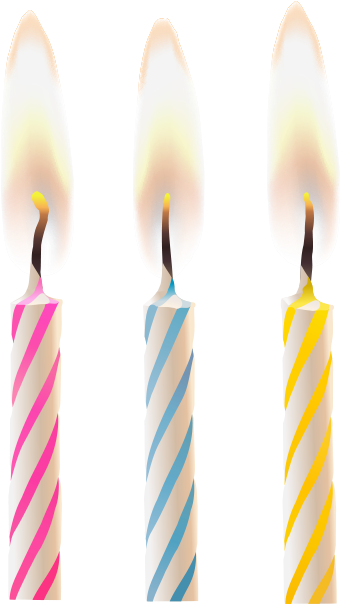 Three Lit Birthday Candles