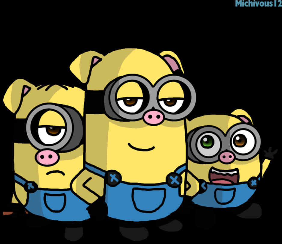 Three Minions Clipart