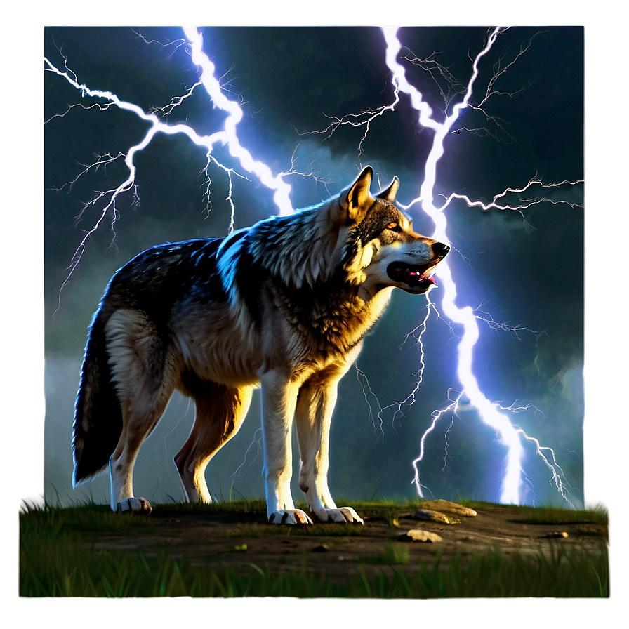 Thunderstorm Wolf Scene Png 05032024
