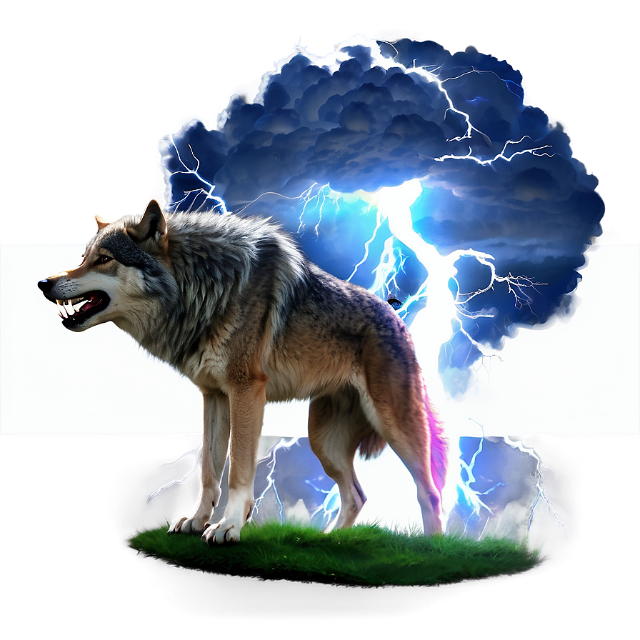 Thunderstorm Wolf Scene Png Tiu