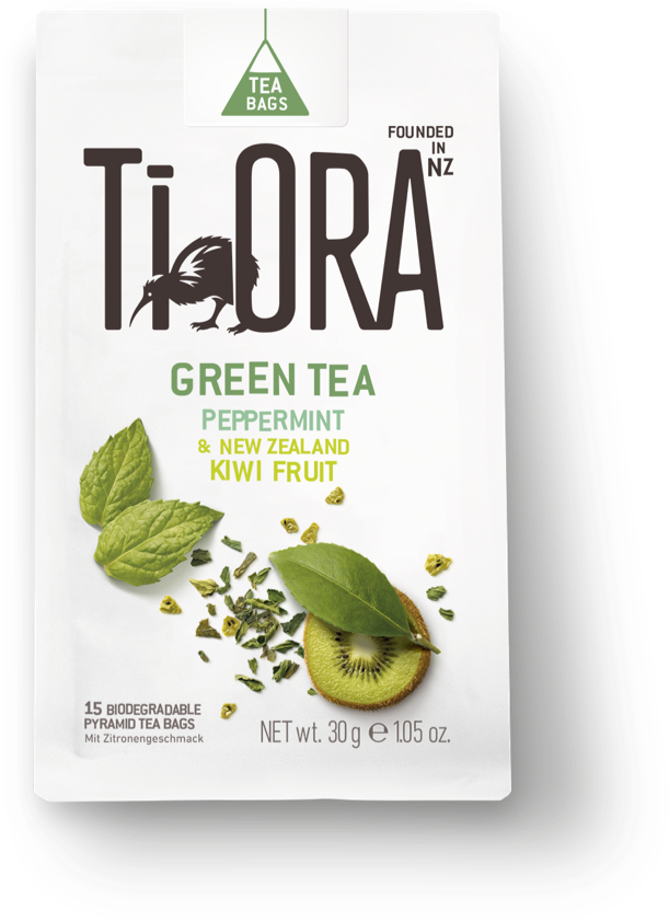 Ti Ora Green Tea Peppermint Kiwi Packaging