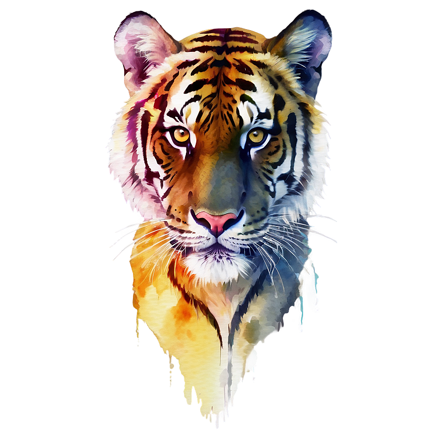 Tiger Face Watercolor Effect Png 06252024