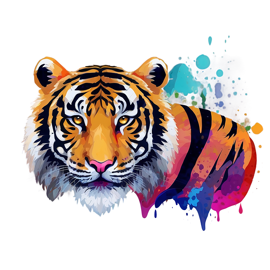 Tiger Face With Abstract Colors Png 06252024