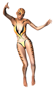 Tiger_ Stripe_ Bodypaint_ Animated_ Character