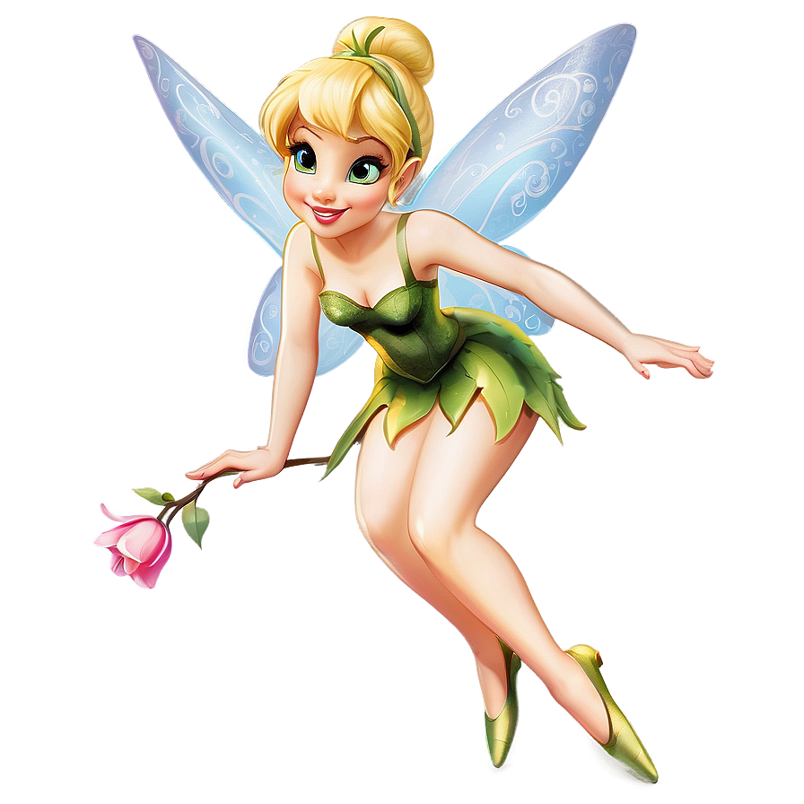 Tinkerbell With Flowers Png Edk