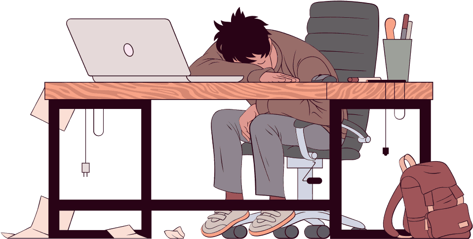 Tired Student Asleepat Desk