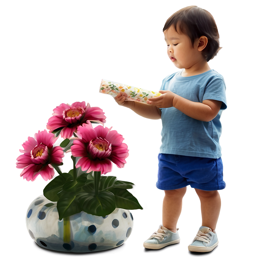 Toddler And Flowers Png 06112024